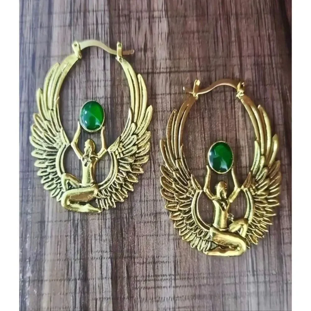 Egyptian Style Hoop Earrings